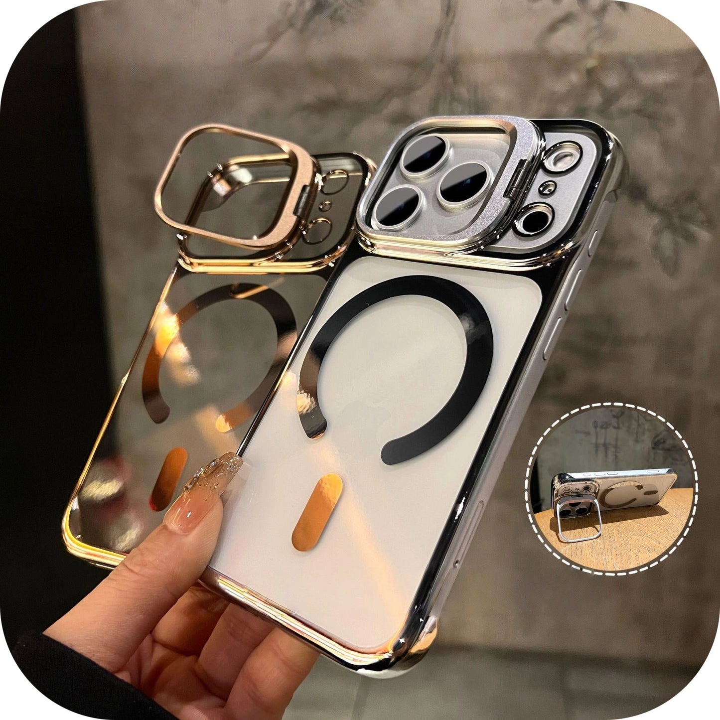 IPhone 17 Magnetic Borderless Case with Built-in Lens Holder