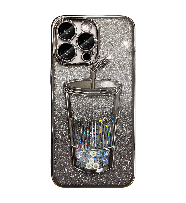 Glitter quicksand milk tea cup mobile iPhone case