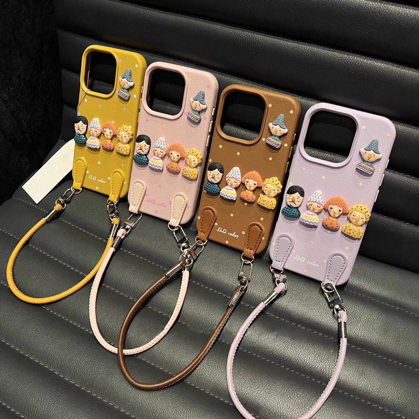 Dopamine Doll Leather Portable Phone Case for iPhone