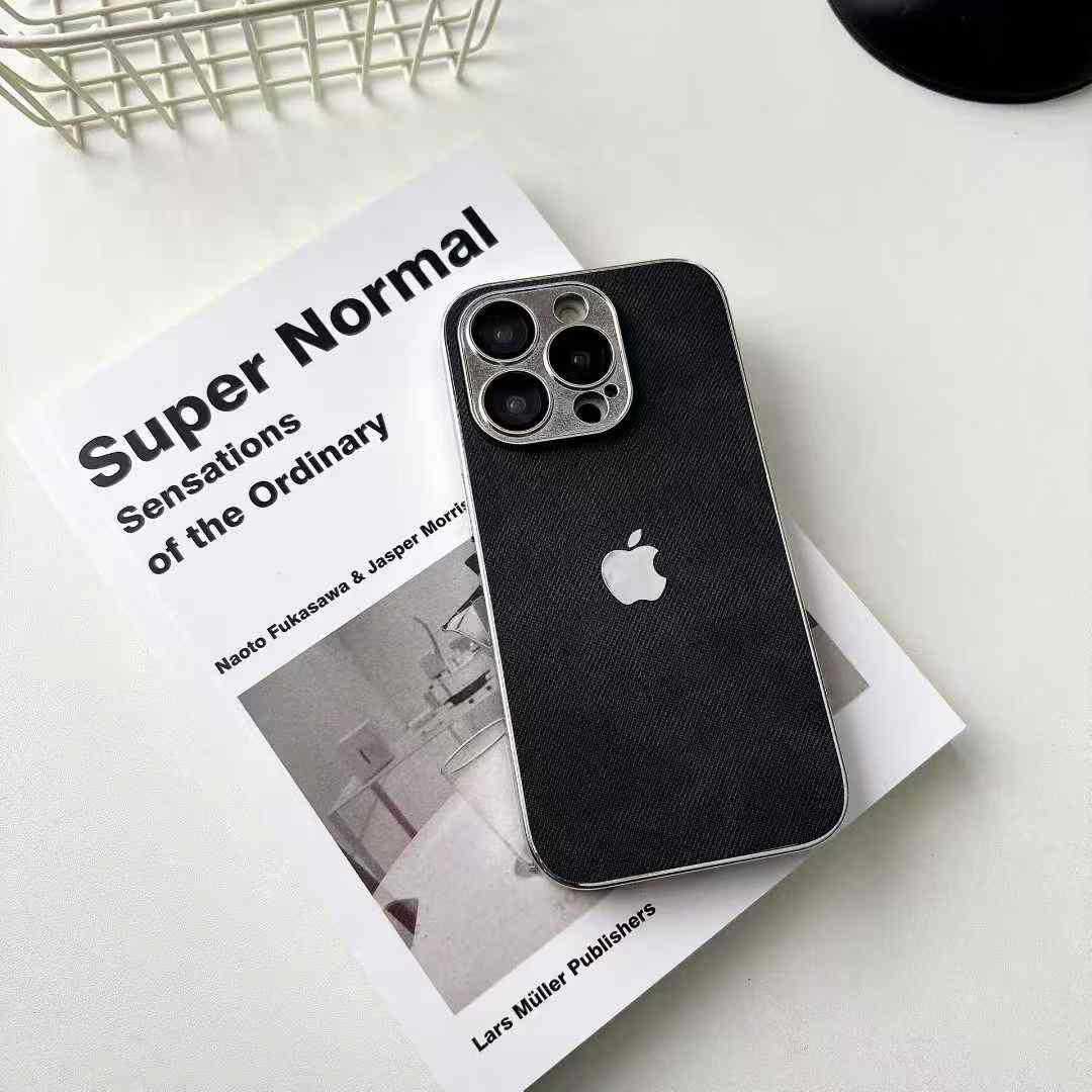 High-grade Fine Hole Electroplated Denim Pattern iPhone Case